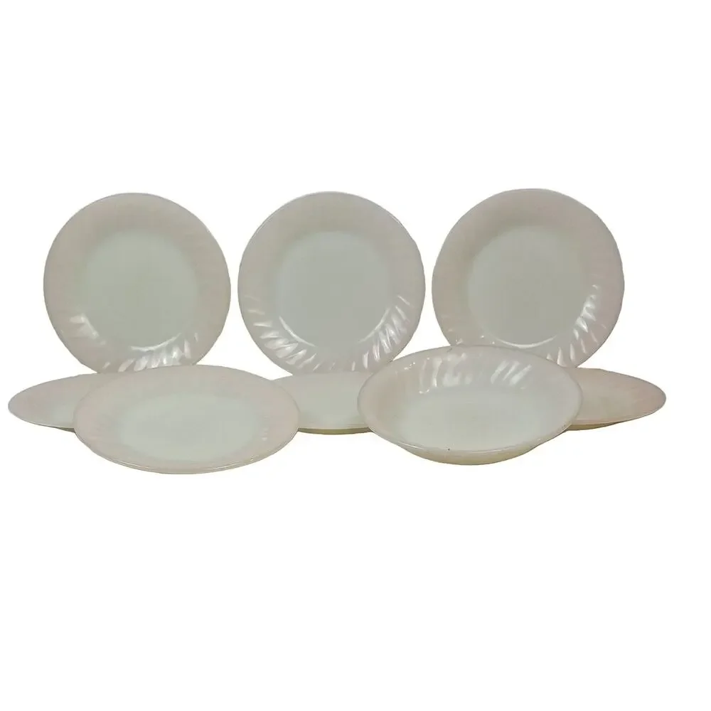 Fire-King Swirl Dinnerware Dinner Plate Ivory 7.5